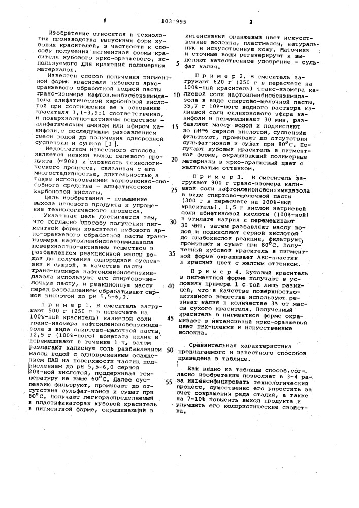 Способ получения пигментной формы красителя кубового ярко- оранжевого (патент 1031995)