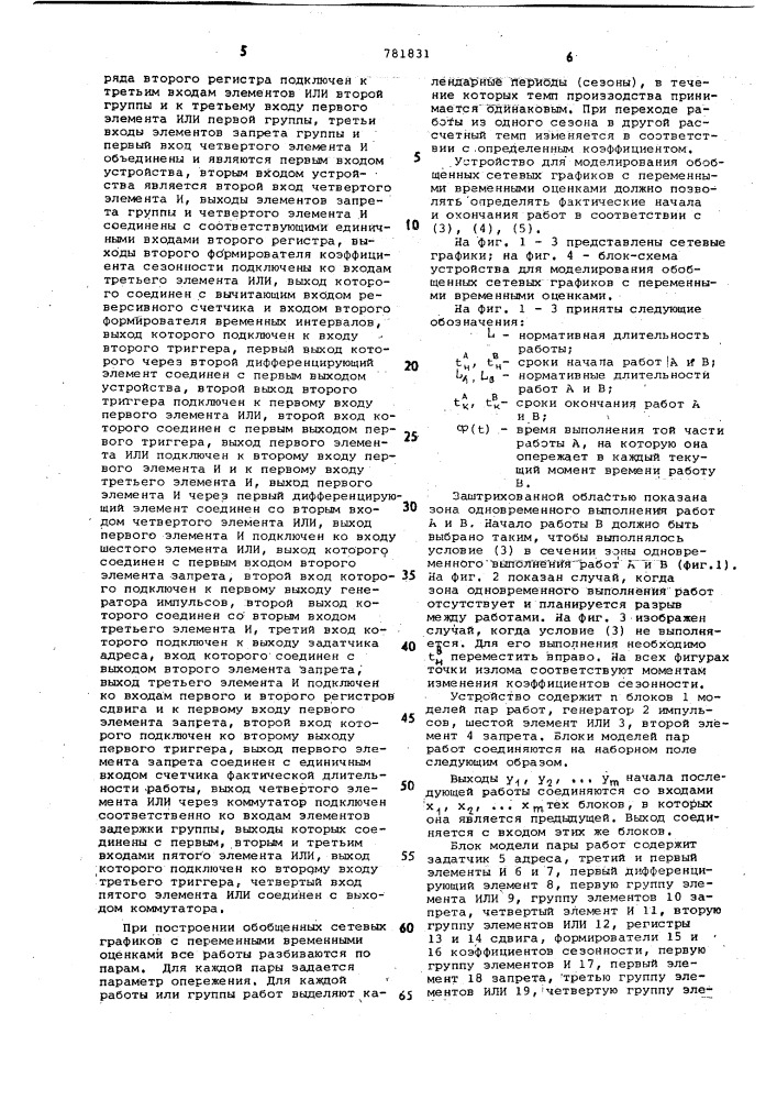 Устройство для моделирования обобщенных сетевых графиков с переменными временными оценками (патент 781831)