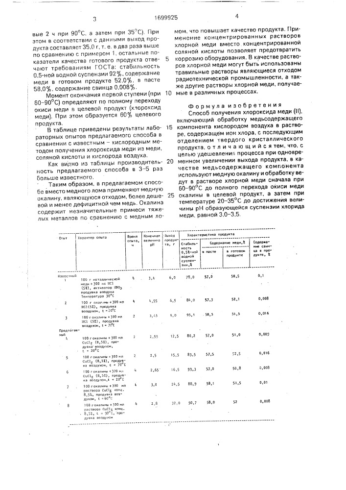 Способ получения хлороксида меди (ii) (патент 1699925)