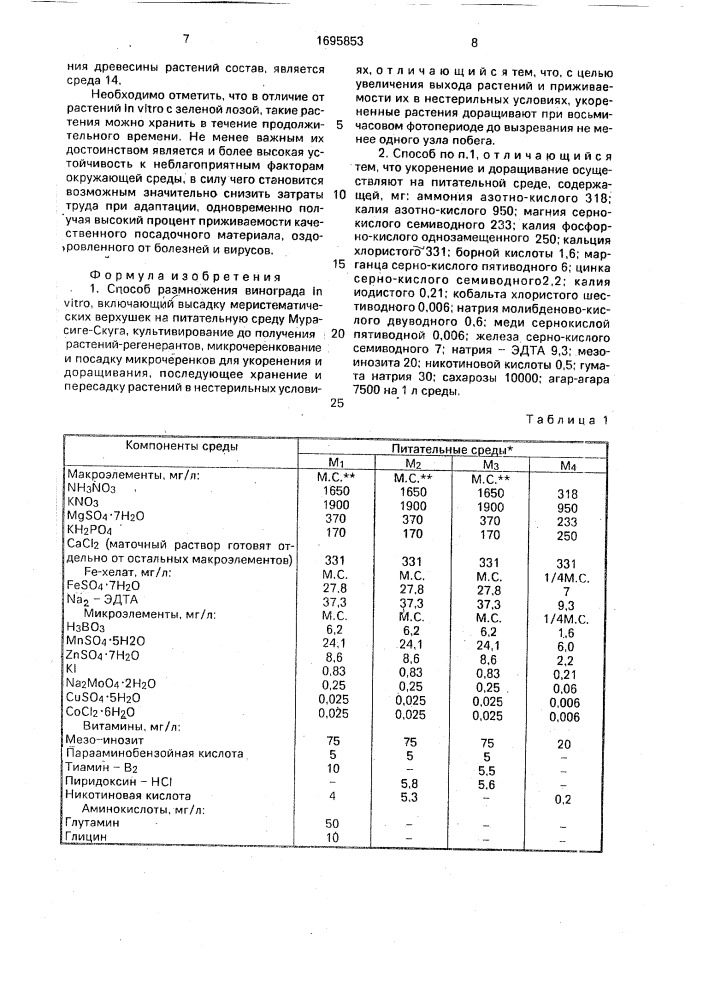 Способ размножения винограда (патент 1695853)