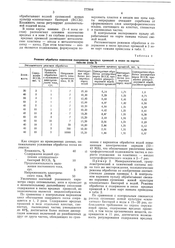 Способ очистки кремнийсодержащих пород от примесей (патент 777014)