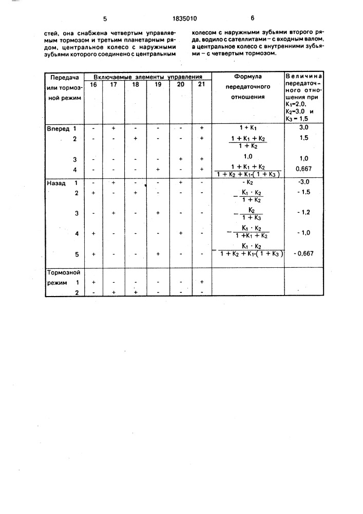 Планетарная коробка передач (патент 1835010)