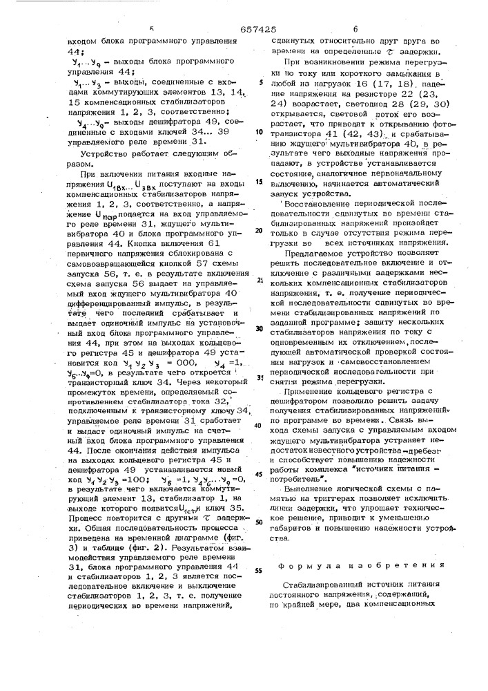 Стабилизированный источник питания постоянного напряжения (патент 657425)