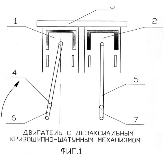 Двигатель с дезаксиальным кривошипно-шатунным механизмом (патент 2496014)