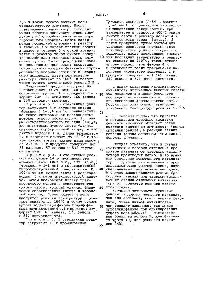 Способ приготовления катализатора для алкилирования фенола (патент 828471)