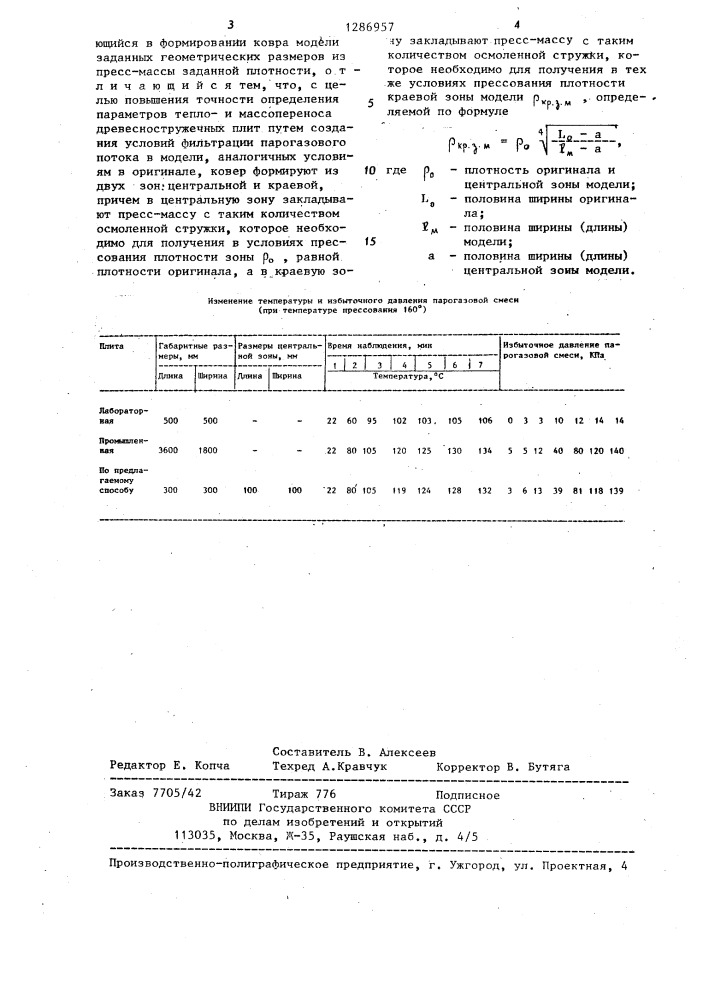 Способ изготовления модели для исследования процесса теплои массопереноса при горячем прессовании древесностружечных плит (патент 1286957)