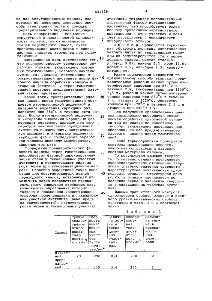 Способ термической обработки сталейаустенитно-мартенситного класса (патент 831818)