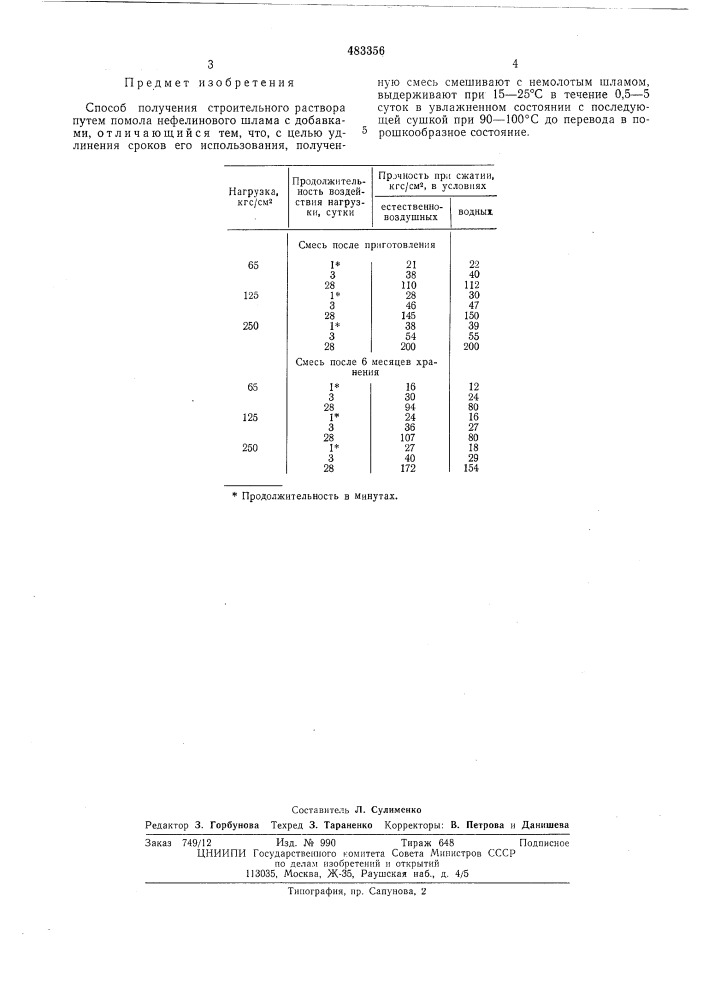 Способ получения строительного раствора (патент 483356)