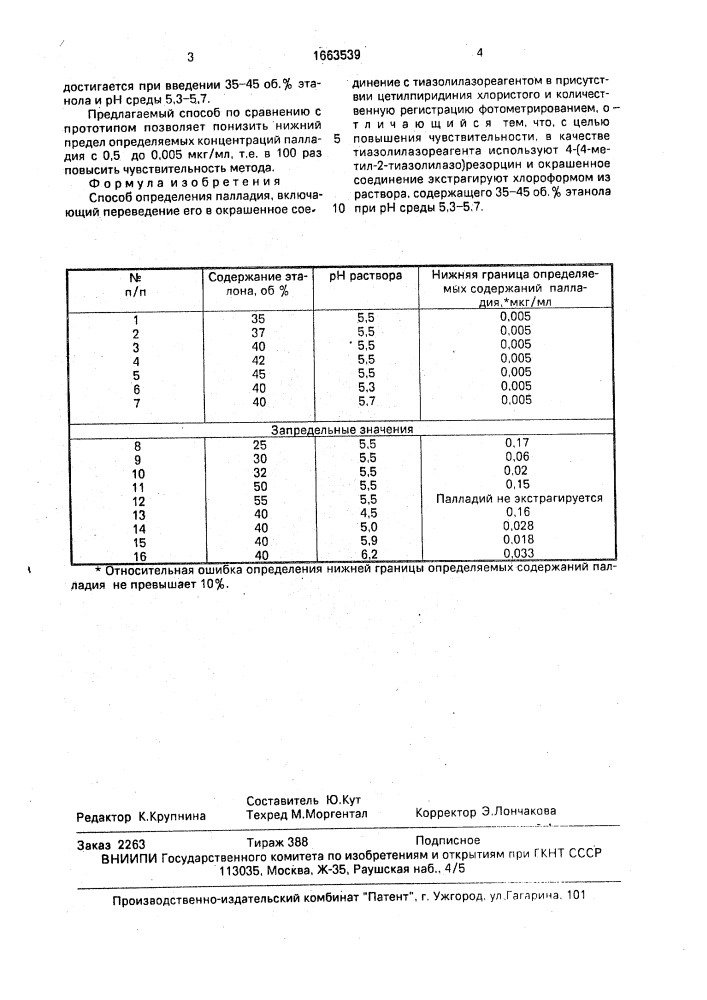 Способ определения палладия (патент 1663539)
