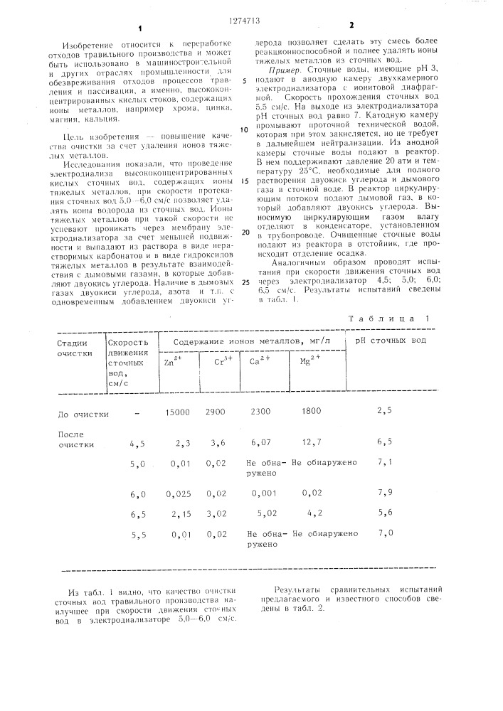 Способ очистки сточных вод травильного производства (патент 1274713)