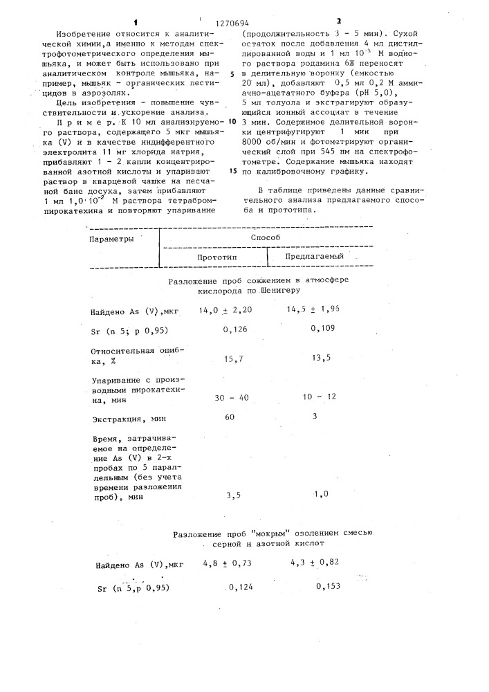 Способ определения мышьяка (y) (патент 1270694)