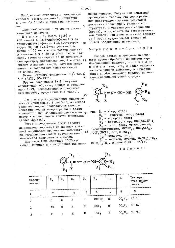 Способ борьбы с вредными насекомыми (патент 1429922)