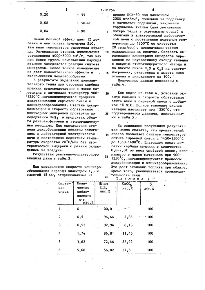 Способ производства портландцементного клинкера (патент 1201254)