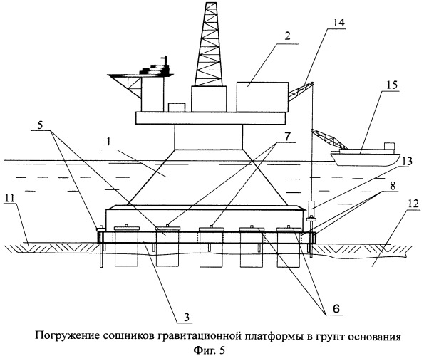 Морская гравитационная платформа с заглубленным фундаментом (патент 2555174)