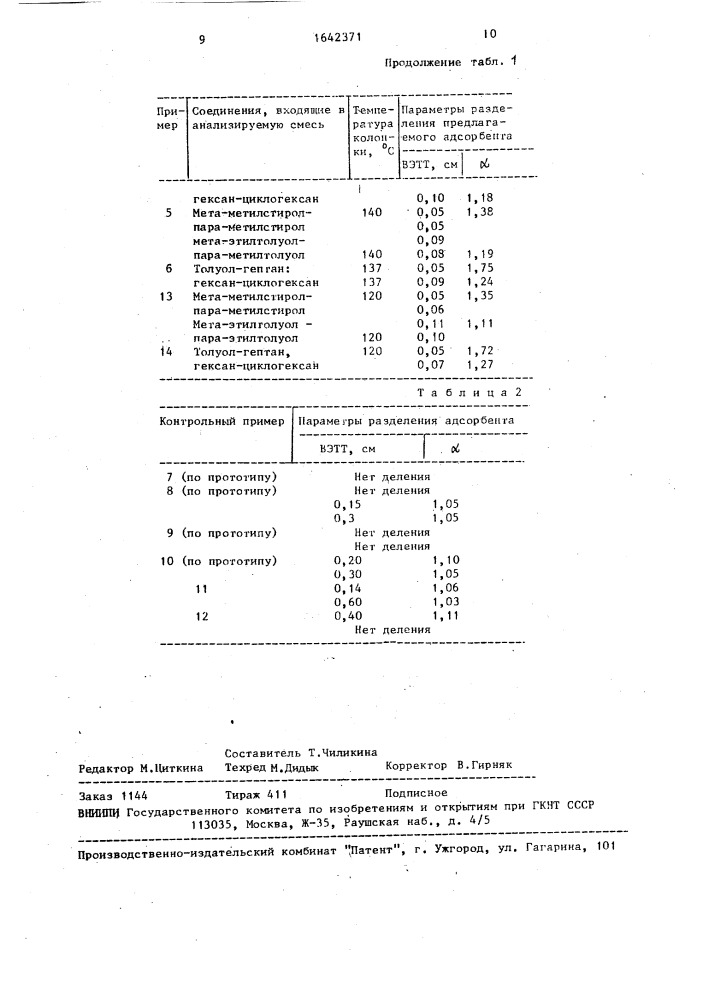 Способ получения адсорбента для газовой хроматографии (патент 1642371)