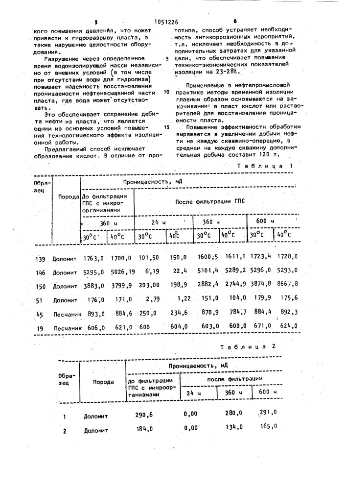 Способ временной изоляции пласта (патент 1051226)