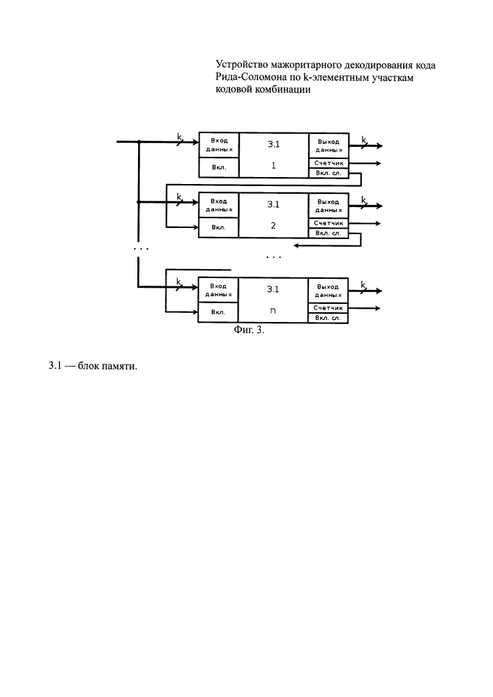 Устройство мажоритарного декодирования кода рида-соломона по k-элементным участкам кодовой комбинации (патент 2613760)