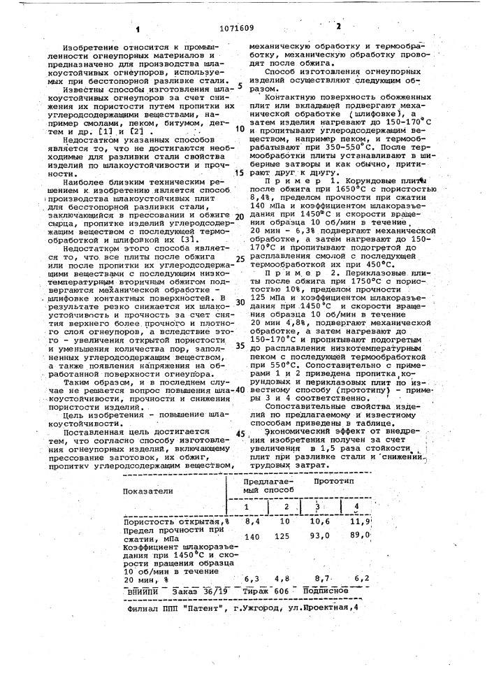 Способ изготовления огнеупорных изделий (патент 1071609)