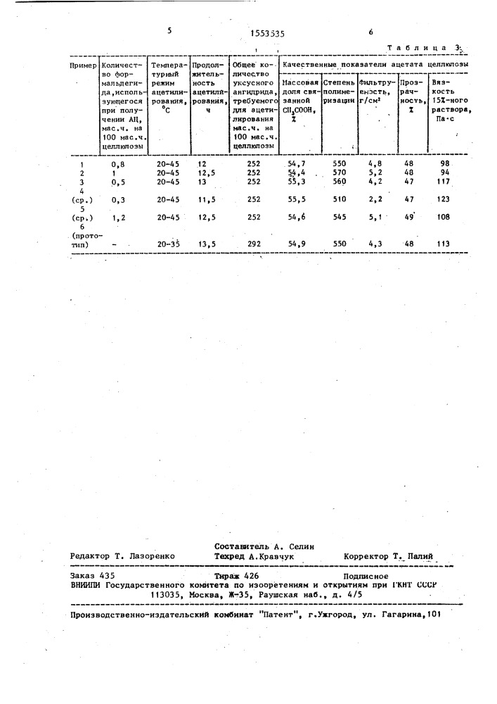Способ получения ацетата целлюлозы (патент 1553535)