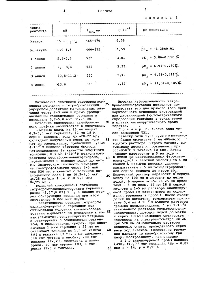 4,5-дибром-2,3,7-триокси-9-(3,5-дибром-2-оксифенил)-6- флуорон в качестве реагента для фотометрического определения германия (патент 1077892)