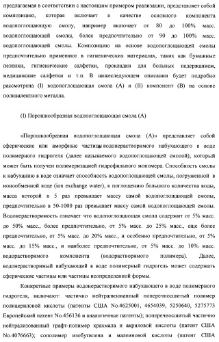 Водопоглощающая композиция на основе смол, способ ее изготовления (варианты), поглотитель и поглощающее изделие на ее основе (патент 2333229)