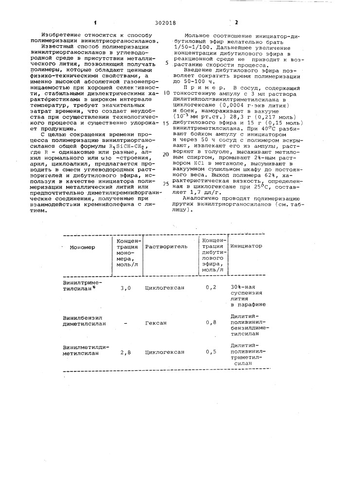 Способ полимеризации винилтриорганосиланов (патент 302018)