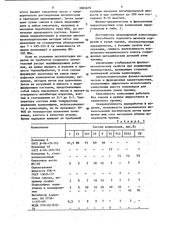 Самосмазывающаяся антифрикционная композиция (патент 1001676)
