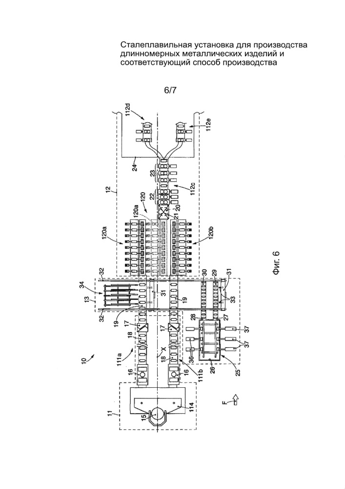 Сталеплавильная установка для производства длинномерных металлических изделий и соответствующий способ производства (патент 2647974)