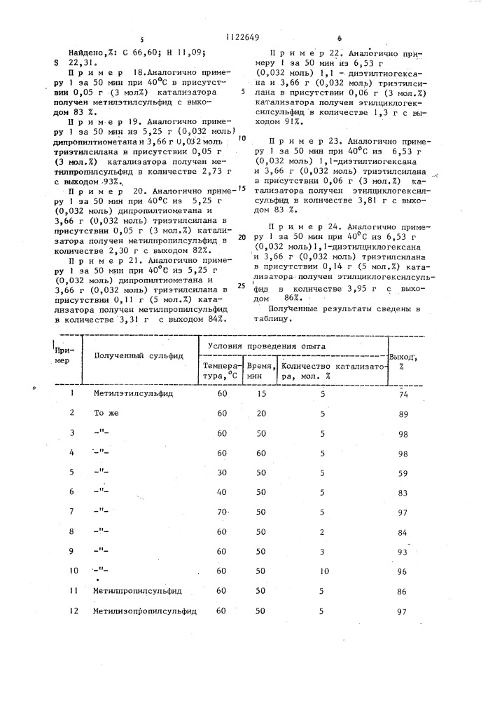 Способ получения алкилсульфидов (патент 1122649)