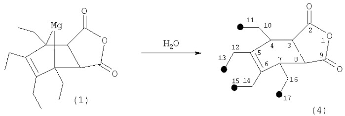Способ получения 1,7,8,9-тетраалкил-4-окса-10-магнезатрицикло[5.2.1.0 2,6]дец-8-ен-3,5-дионов (патент 2313527)