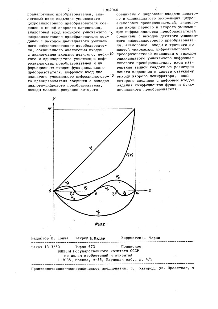 Функциональный преобразователь (патент 1304040)