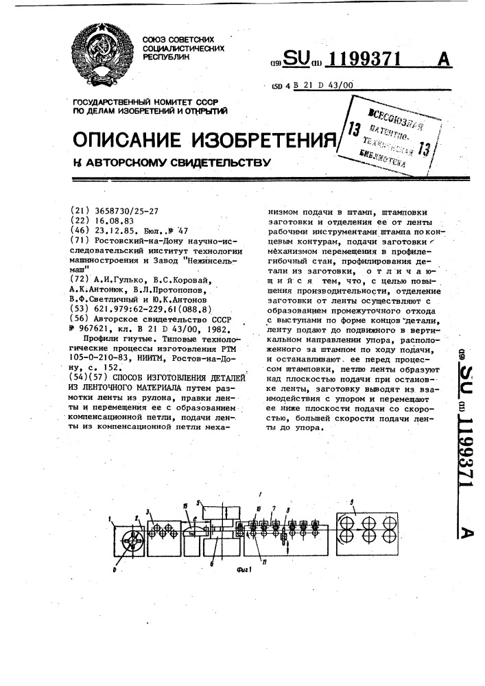 Способ изготовления деталей из ленточного материала (патент 1199371)
