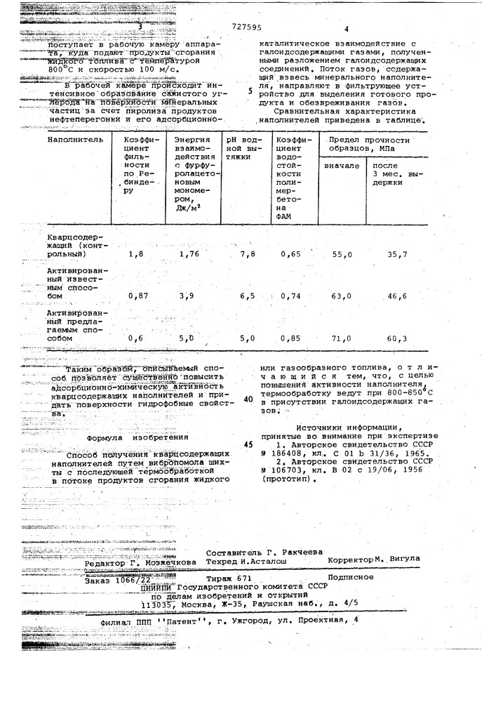 Способ получения кварцсодержащих наполнителей (патент 727595)