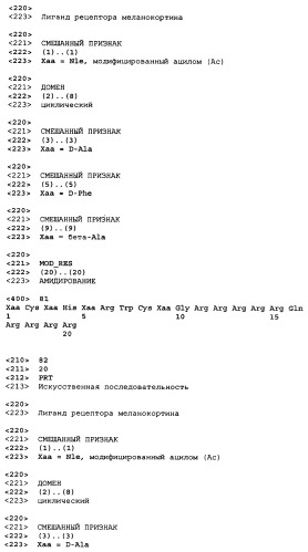 Лиганды рецепторов меланокортинов (патент 2401841)