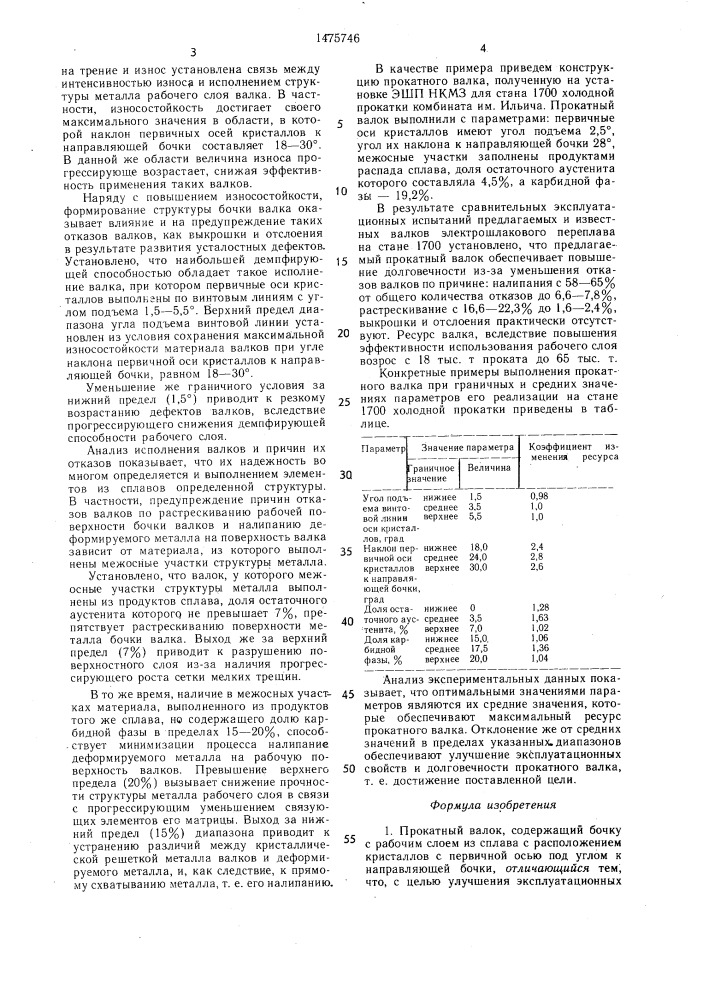 Прокатный валок (патент 1475746)