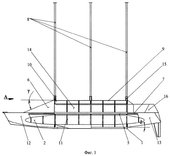 Многокорпусное судно - тримаран (патент 2375237)