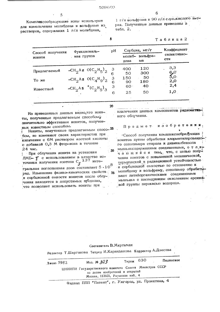 Способ получения комплексообразующихионитов (патент 509609)