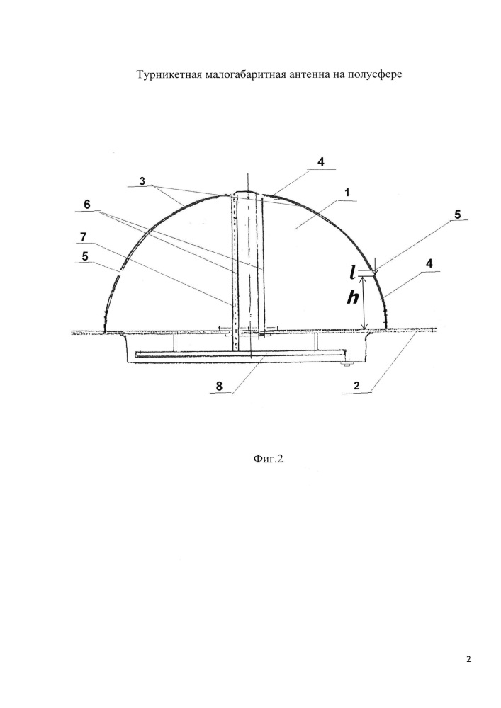 Турникетная малогабаритная антенна на полусфере (патент 2624596)
