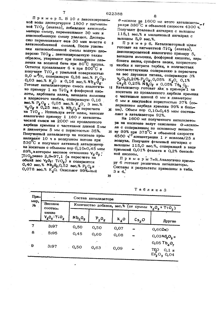 Катализатор для получения фталевого ангидрида (патент 622388)