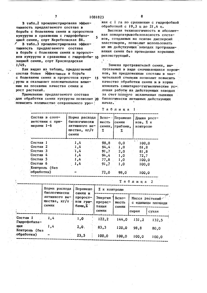 Состав для обработки семян (патент 1081823)