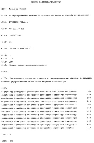 Модифицированные зеленые флуоресцентные белки и способы их использования (патент 2412250)