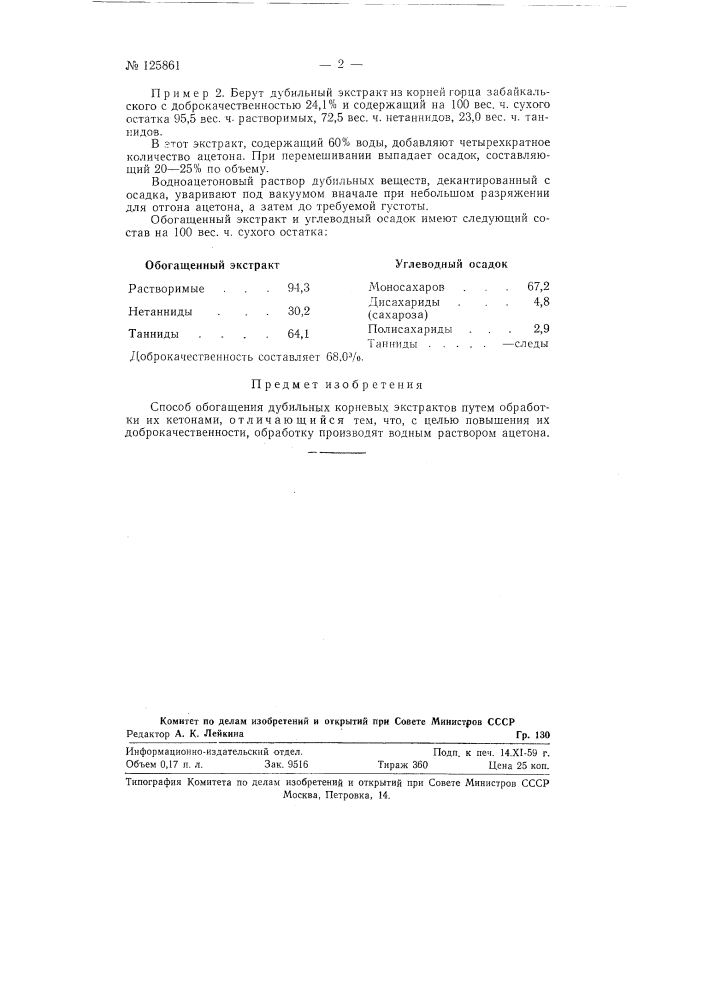 Способ обогащения дубильных корневых экстрактов (патент 125861)