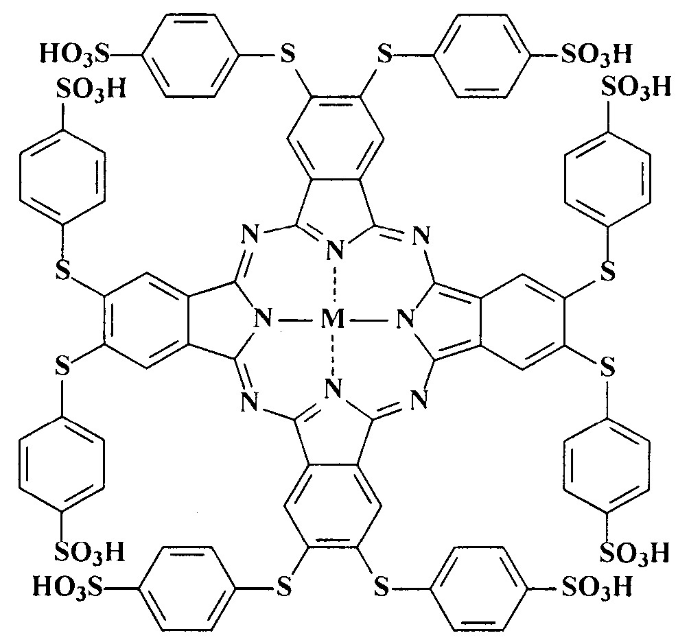 Металлокомплексы окта-4,5-(4-сульфофенилсульфанил)фталоцианина с медью, цинком и кобальтом (патент 2640303)