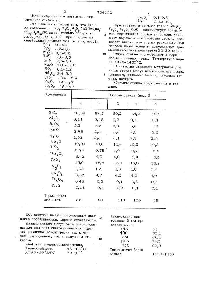 Стекло (патент 734152)