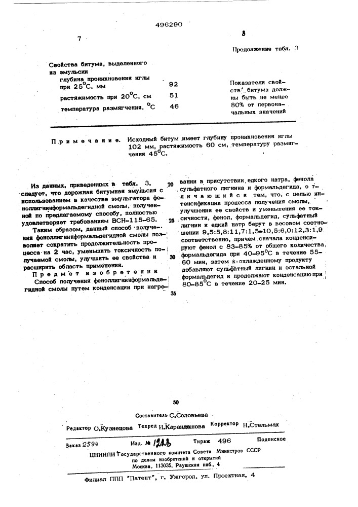 Способ получения феноллигнинформальдегидной смолы (патент 496290)