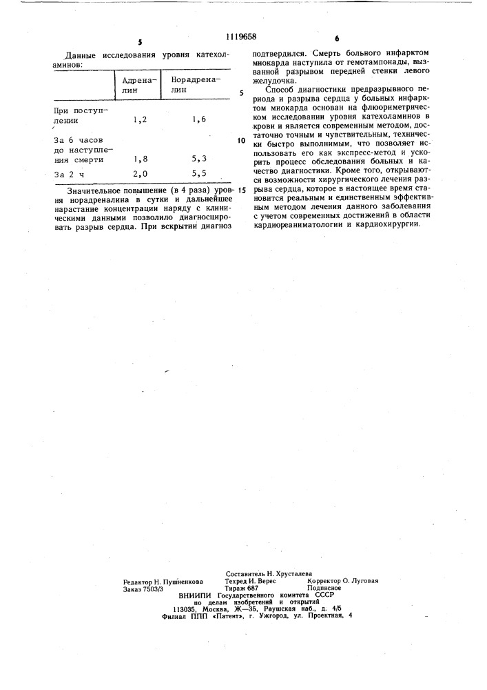 Способ прогнозирования течения инфаркта миокарда (патент 1119658)