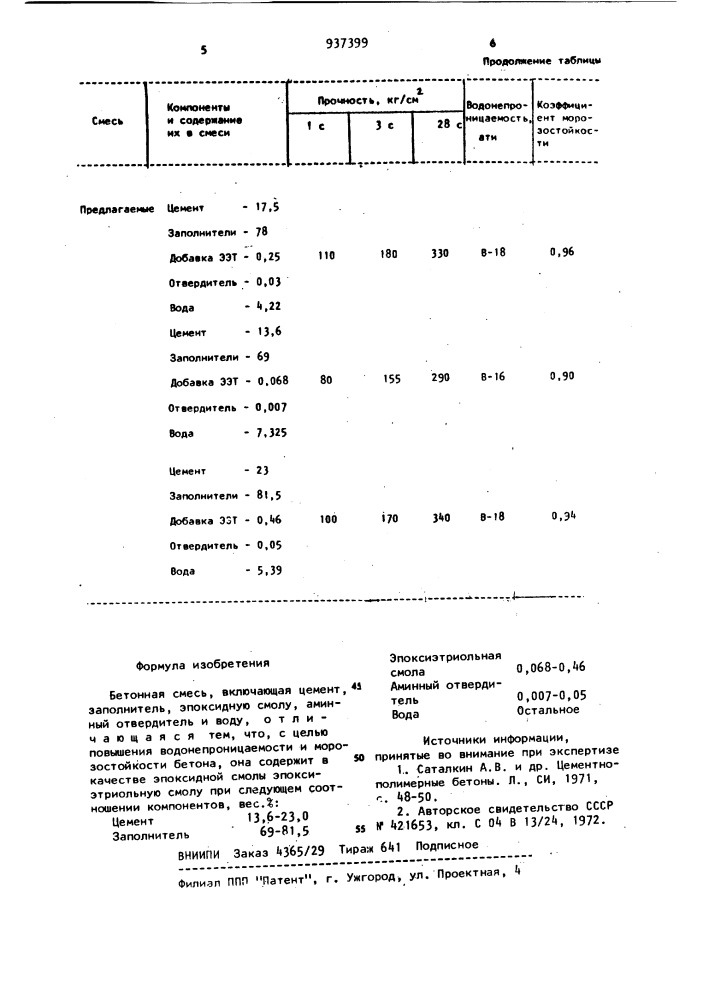 Бетонная смесь (патент 937399)