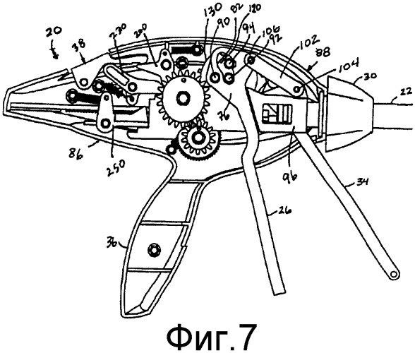 Хирургический инструмент для наложения скобок, включающий механизм запуска множественными пусковыми нажатиями, имеющий роторную передачу с предохранительной фрикционной муфтой (патент 2408306)