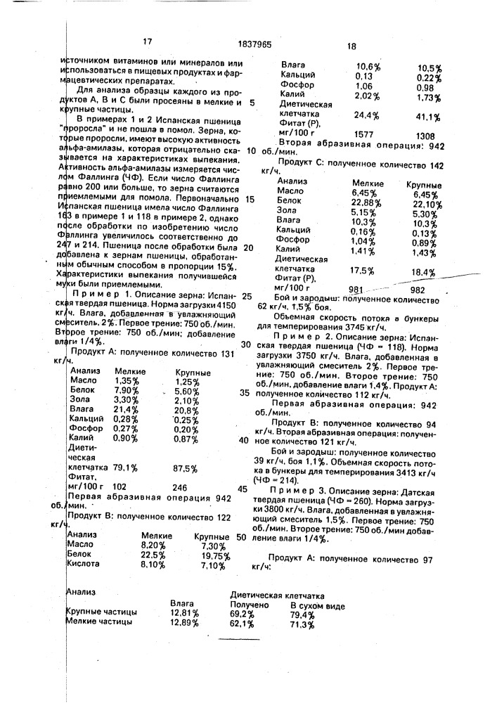 Способ отделения отрубянистой оболочки от пшеничных зерен и устройство для его осуществления (патент 1837965)