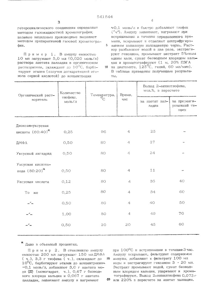 Способ получения виниловых производных гетероциклических соединений (патент 541844)
